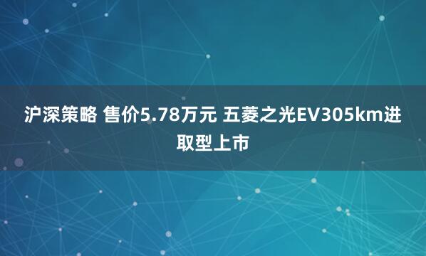 沪深策略 售价5.78万元 五菱之光EV305km进取型上市